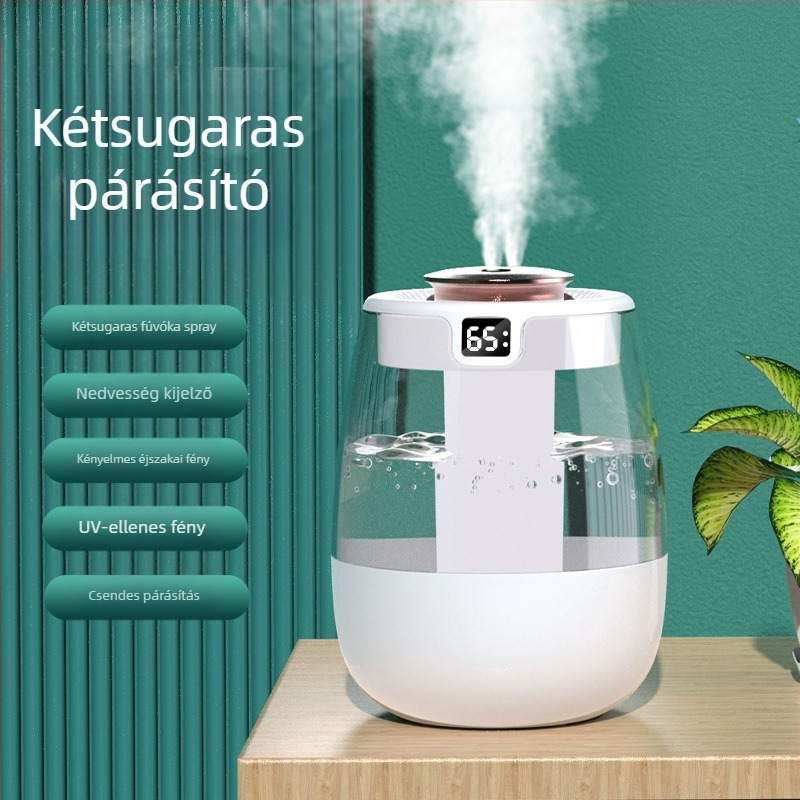 J20 párásító környezeti fény funkcióval, 21–30 m²-es területhez, 2,6–4 L tartály, két gőzkiáramlás, távirányító