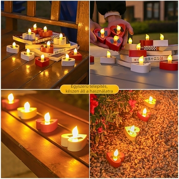Napelemes LED gyertya lámpa kültéri kerthez, vízálló, modell Love Candle Lamp, 5W, 6–12 órás világítás, manuális kapcsoló