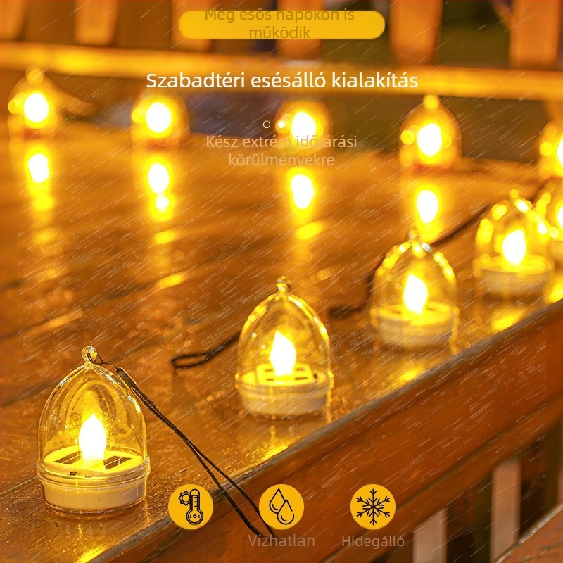 Napelemes LED gyertya lámpa kültéri kerthez, vízálló, modell Love Candle Lamp, 5W, 6–12 órás világítás, manuális kapcsoló