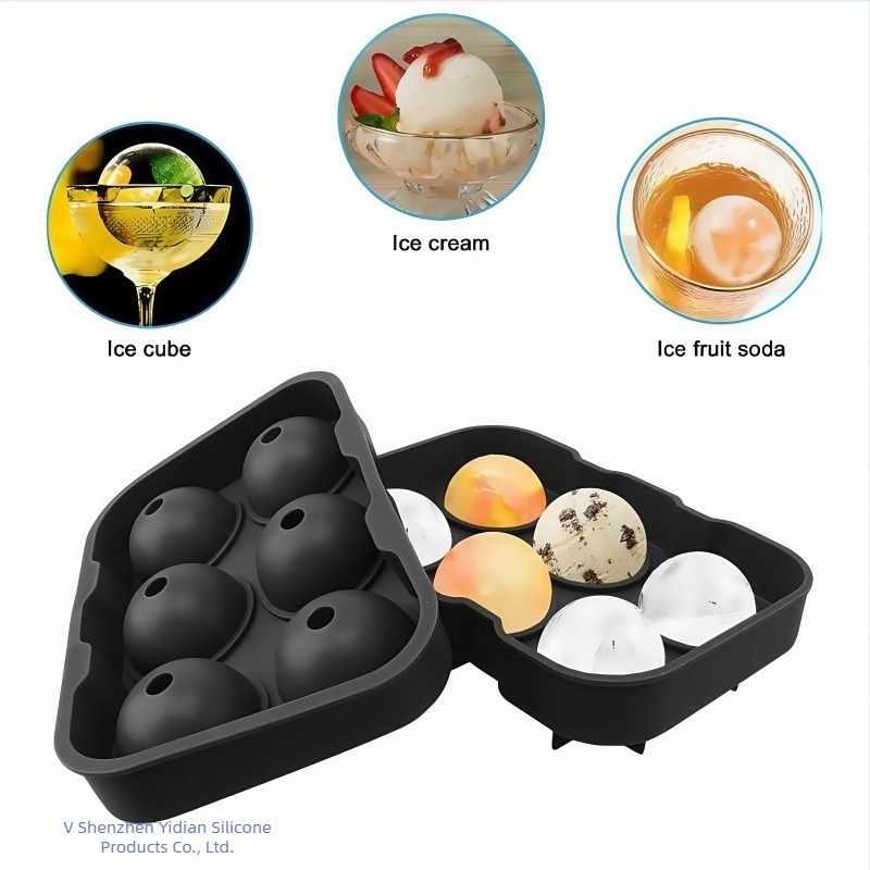 Yidian szilikon jégkocka forma 6 gömbös, nagy méretű, otthoni használatra — Shenzhen eredet, 800 ml kapacitás, gyors fagyás, könnyű kioldás