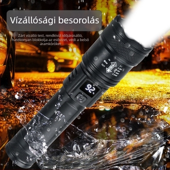 Multifunkcionális erős fényű zseblámpa mágneses oldalsó világítással, újratölthető, 10W, 1200mAh, hatótávolság 100-200 m