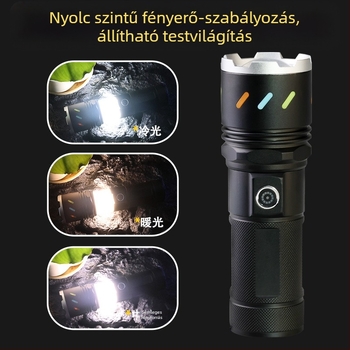 Xintu kemping lámpa LED, alumíniumötvözet, 4500mAh, 30W, teleszkópos zoom, 360° forgás, kézi töltés
