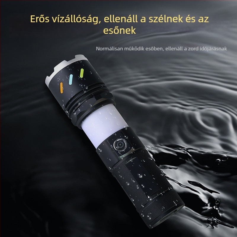 Xintu kemping lámpa LED, alumíniumötvözet, 4500mAh, 30W, teleszkópos zoom, 360° forgás, kézi töltés