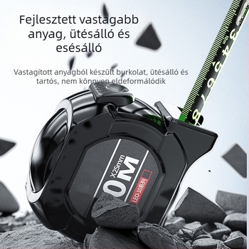 Acél mérőszalag automatikus zárással, kopásálló, leesés elleni, fluoreszkáló