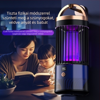 Elektromos sokkolós szúnyogirtó lámpa – LED csapda, USB újratölthető, beépített 1001–1600 mAh akkumulátor, modell SJD-01, beltéri/kültéri használatra 30 m²-ig