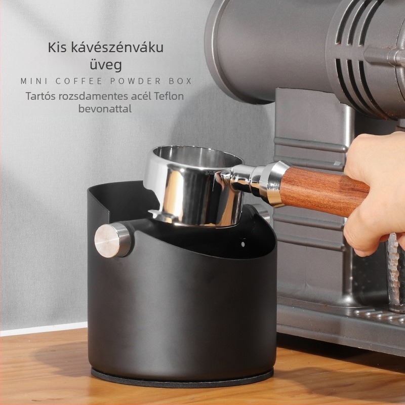 Vastagított rozsdamentes acél kávézacc tartály, csúszásmentes mini kiöntőkosár és teflonos szennyeződésálló bevonattal.