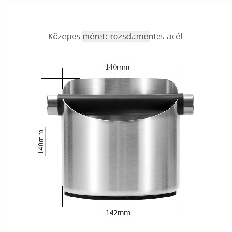 Vastagított rozsdamentes acél kávézacc tartály, csúszásmentes mini kiöntőkosár és teflonos szennyeződésálló bevonattal.