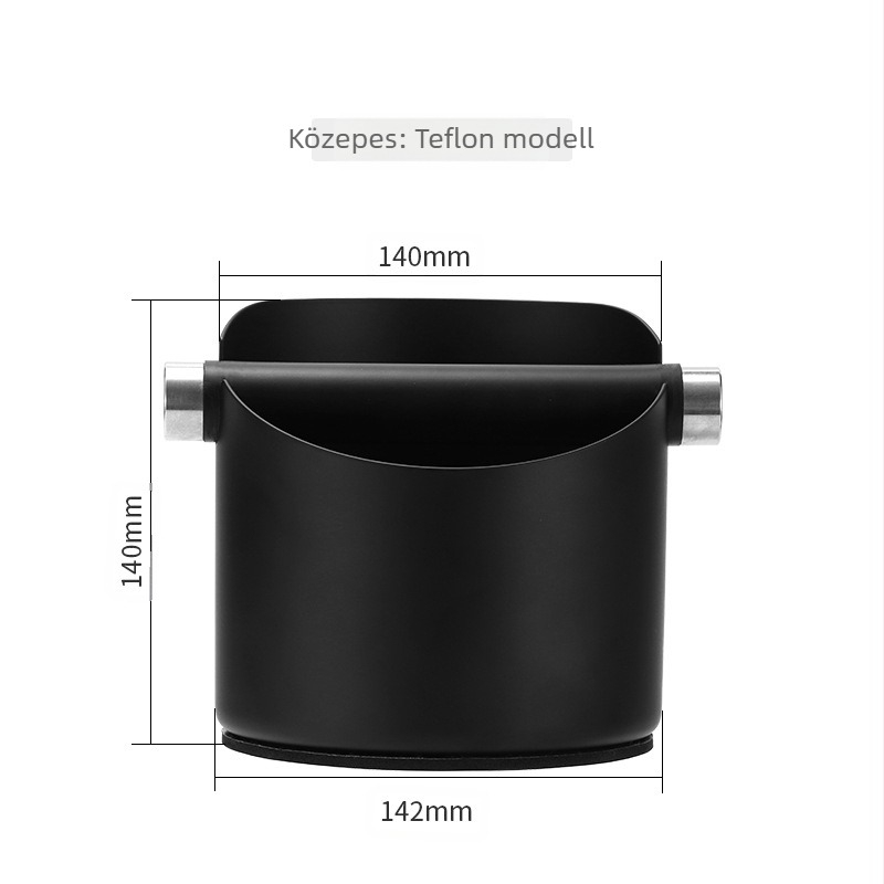 Vastagított rozsdamentes acél kávézacc tartály, csúszásmentes mini kiöntőkosár és teflonos szennyeződésálló bevonattal.