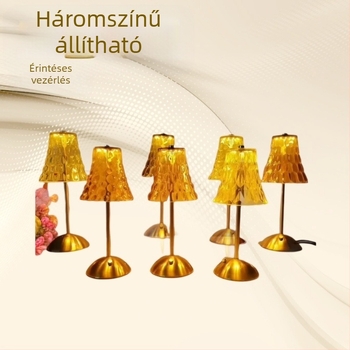 Kristályos luxusú asztali lámpa, háromszintű fényerő-szabályozás, projekció, éjszakai fény és ambient világítás, beltéri/kültéri használatra