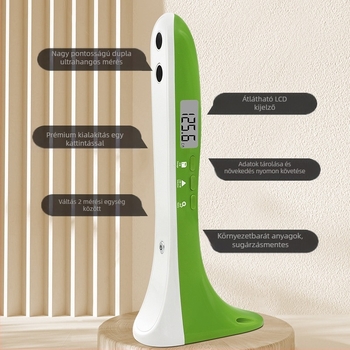 Magasságmérő eszköz – hordozható ultrahangos magasság- és testsúlymérő, 30–200 cm tartomány, Modell SG01, CABRY, elemmel működik