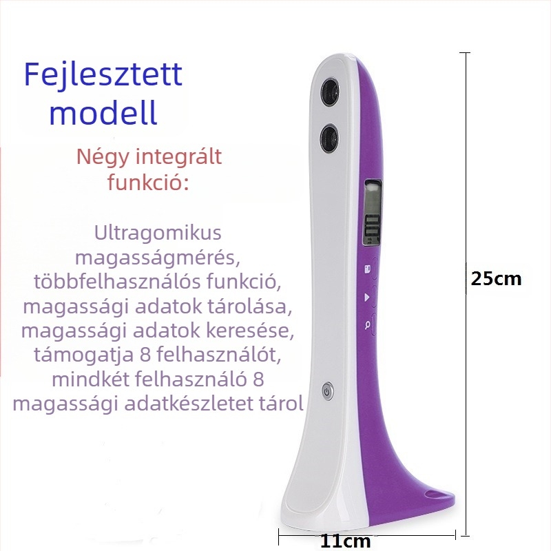 Magasságmérő eszköz – hordozható ultrahangos magasság- és testsúlymérő, 30–200 cm tartomány, Modell SG01, CABRY, elemmel működik