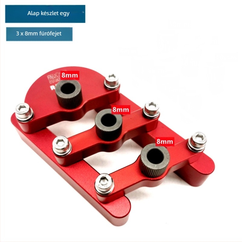 Faipari eszköz önközéppontosítással, körkörös fa‑tömb, 3-in-1 furat nyitó és 90° egyenes furat helymeghatározó DIY lapbútorokhoz