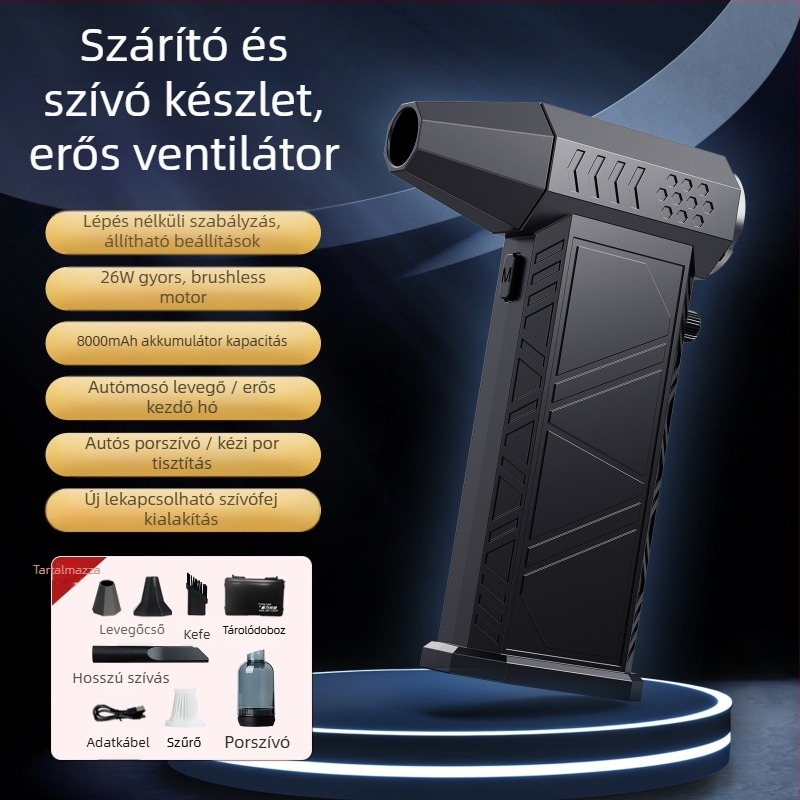 X6 Turbo sátorventilátor – hordozható, vezeték nélküli, beépített 4000 mAh akkumulátor, üzemidő 6–8 óra, zaj 51–60 dB