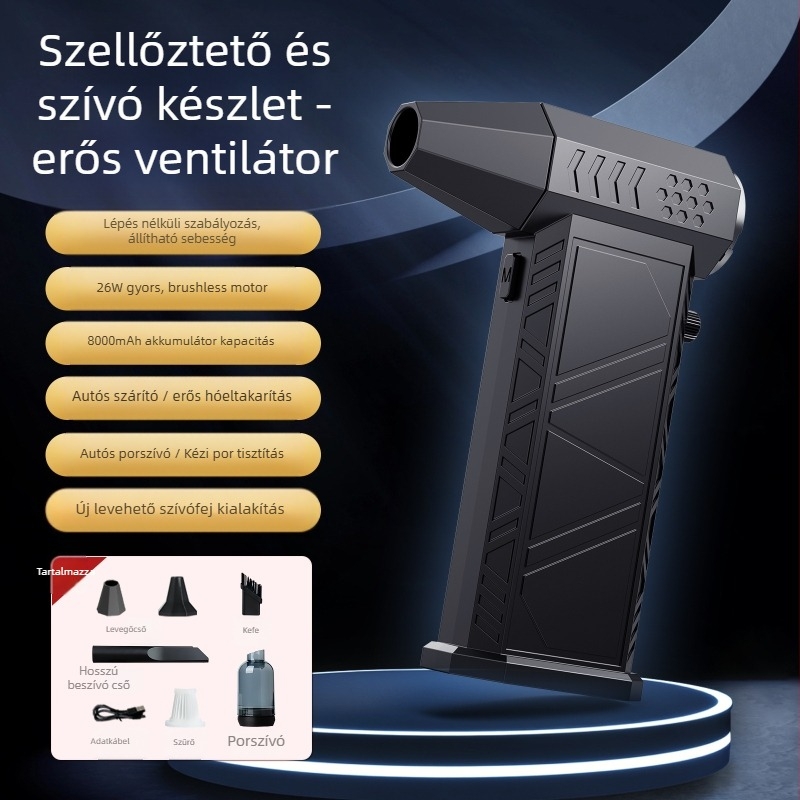 X6 Turbo sátorventilátor – hordozható, vezeték nélküli, beépített 4000 mAh akkumulátor, üzemidő 6–8 óra, zaj 51–60 dB