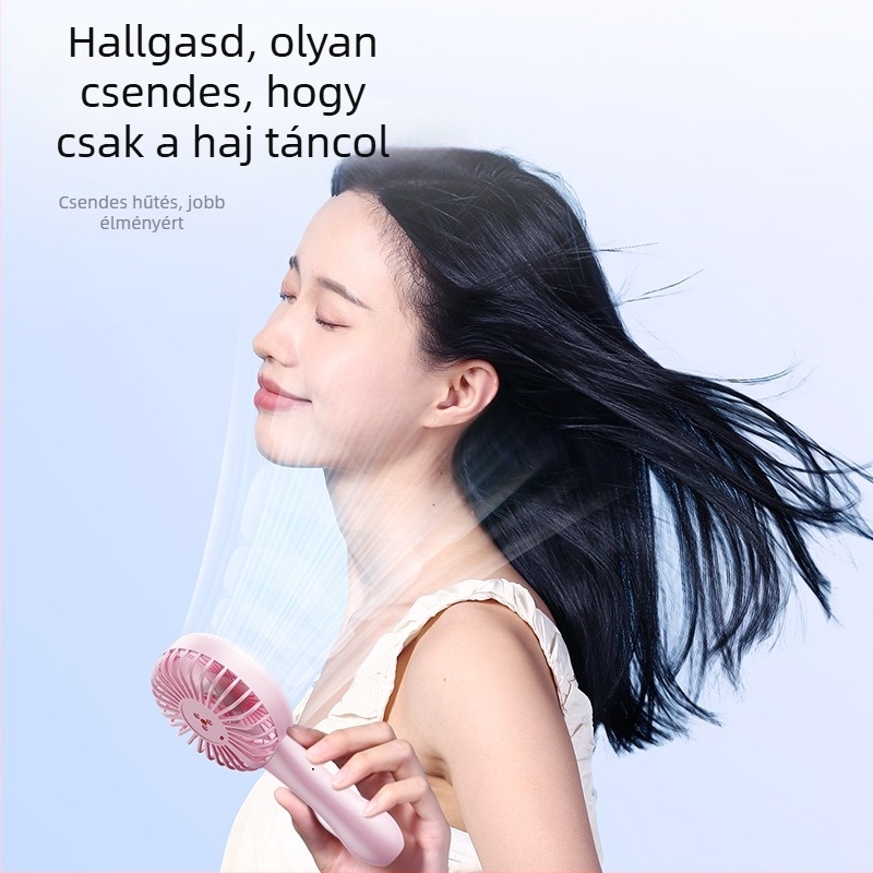 Kézi ventilátor USB-töltéssel, brushless motor, 6 sebességfokozat, beépített 2000-4000 mAh akkumulátor, 5 lapát