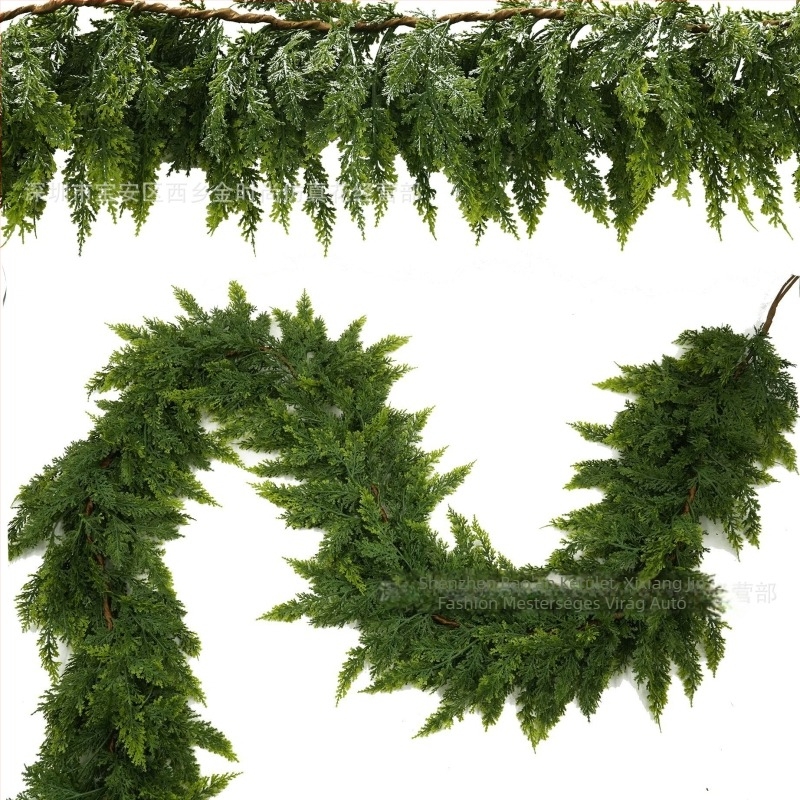 Karácsonyi ruhatár dekoráció Norfolk Pine Rattan — PE lágy ragasztó, puha műanyag öntés, Christmas Cane sorozat, testreszabható hossz és sűrűség