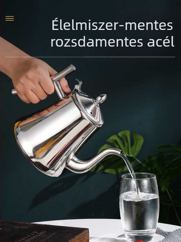 Rozsdamentes acél teáskanna szűrővel, indukciós tűzhelyekkel kompatibilis, otthoni és szállodai/éttermi használatra