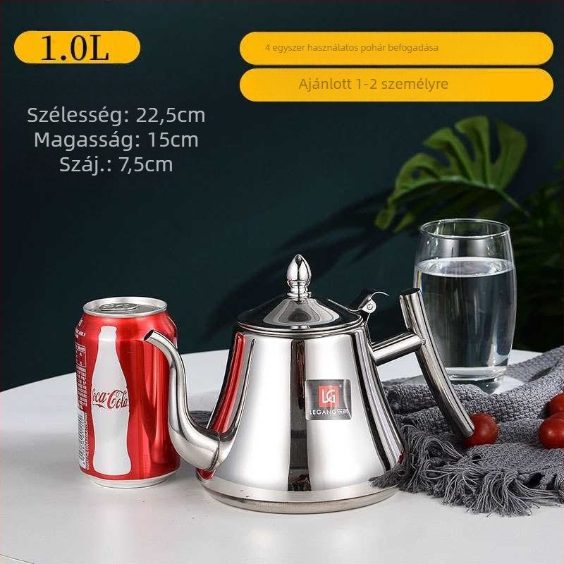 Rozsdamentes acél teáskanna szűrővel, indukciós tűzhelyekkel kompatibilis, otthoni és szállodai/éttermi használatra