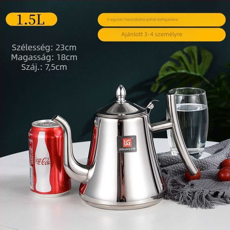 Rozsdamentes acél teáskanna szűrővel, indukciós tűzhelyekkel kompatibilis, otthoni és szállodai/éttermi használatra