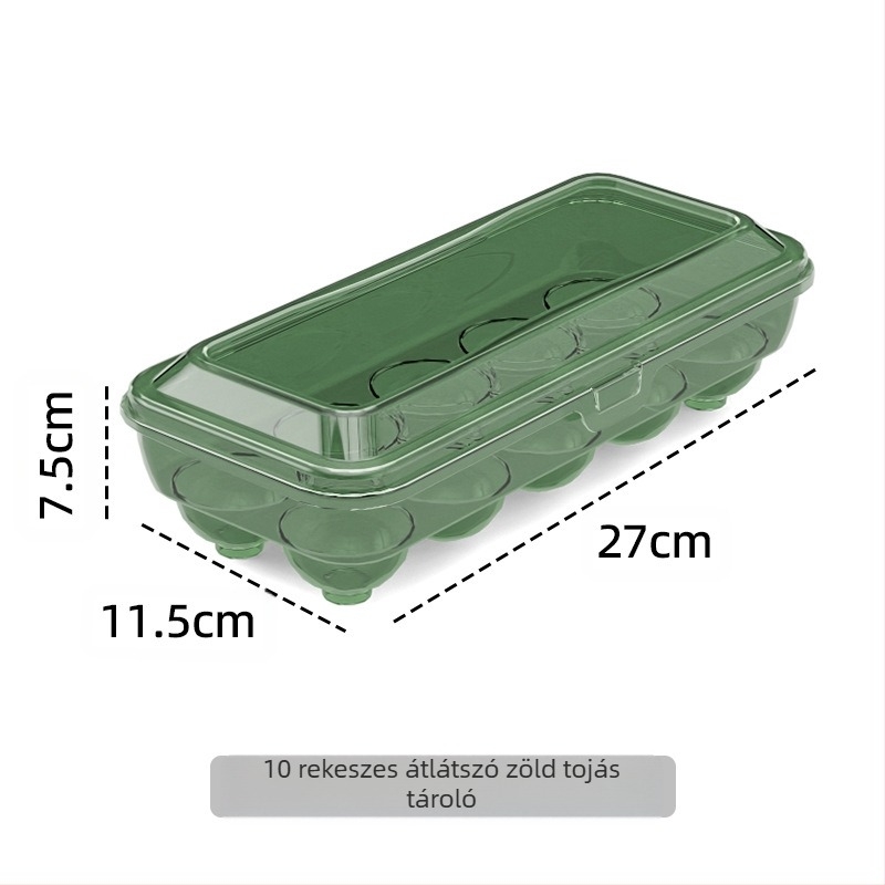 Tojástároló doboz – átlátszó, élelmiszer-minőségű műanyag, zárható, hordozható, hűtőszekrényben használható szervező