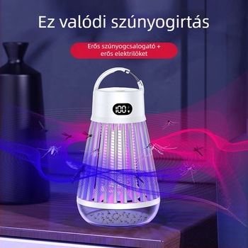 Szúnyogirtó lámpa, hordozható kültéri/beltéri elektronikus rovarirtó, modell J03, lilás fénygolyócső, 3.7V, testreszabás elérhető
