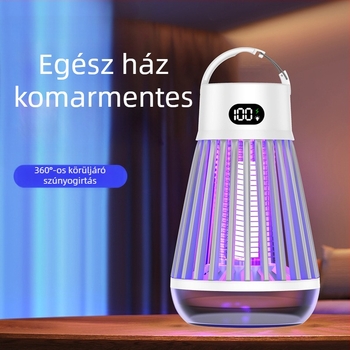 Szúnyogirtó lámpa, hordozható kültéri/beltéri elektronikus rovarirtó, modell J03, lilás fénygolyócső, 3.7V, testreszabás elérhető
