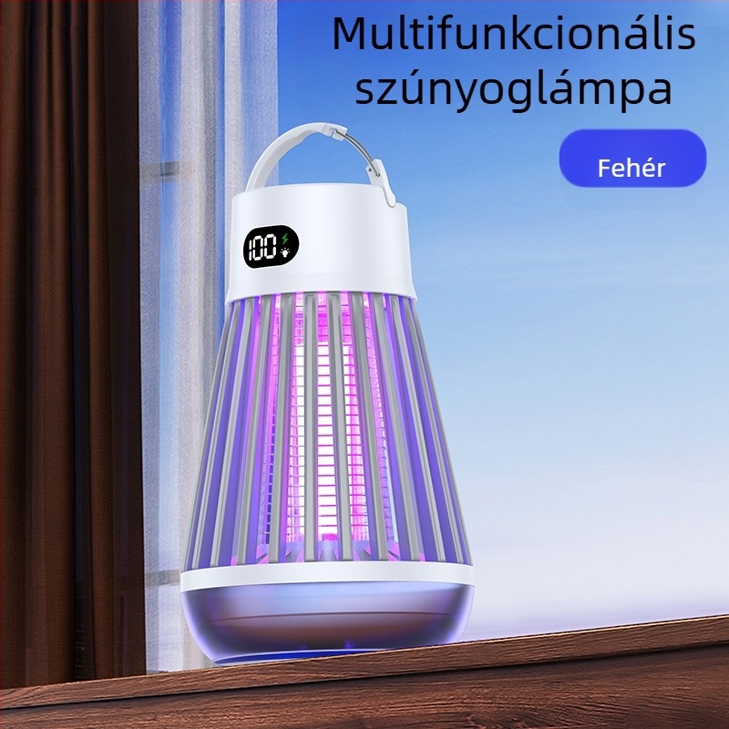 Szúnyogirtó lámpa, hordozható kültéri/beltéri elektronikus rovarirtó, modell J03, lilás fénygolyócső, 3.7V, testreszabás elérhető