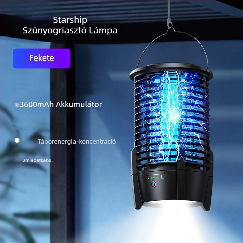 Szúnyogirtó lámpa, hordozható kültéri/beltéri elektronikus rovarirtó, modell J03, lilás fénygolyócső, 3.7V, testreszabás elérhető