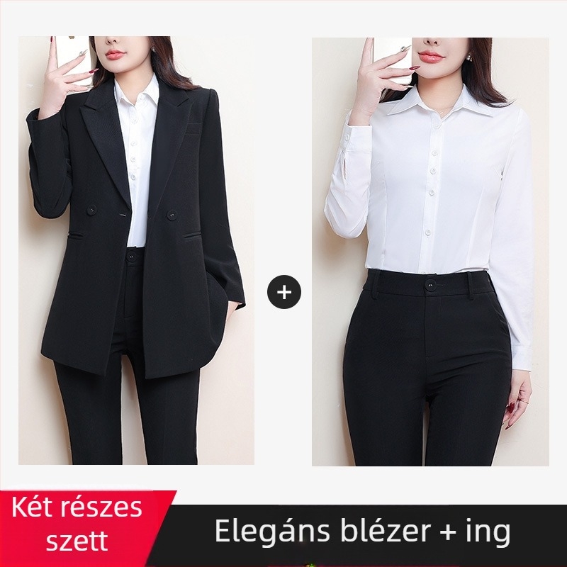 Női kosztüm zakó, poliészter/elasztán keverék, irodai stílus, kosztüm gallér, hosszú ujjú