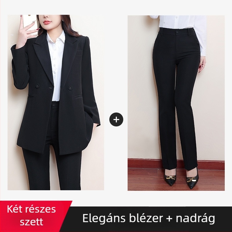 Női kosztüm zakó, poliészter/elasztán keverék, irodai stílus, kosztüm gallér, hosszú ujjú