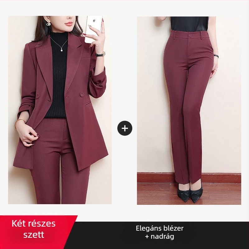 Női kosztüm zakó, poliészter/elasztán keverék, irodai stílus, kosztüm gallér, hosszú ujjú