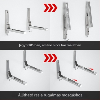 Fali mikrosütő-állvány, 304 rozsdamentes acélból, tükörfényes felülettel, összecsukható és bővíthető, teherbírás 100 kg