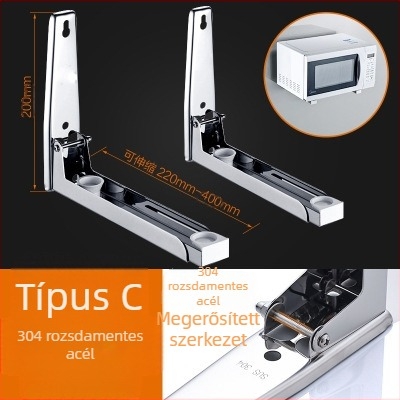 Fali mikrosütő-állvány, 304 rozsdamentes acélból, tükörfényes felülettel, összecsukható és bővíthető, teherbírás 100 kg