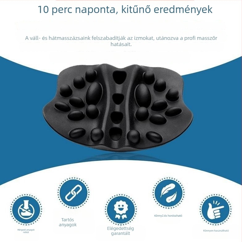 Nyak-, hát- és derékmasszázspárna – 6+ fej, PU bőr, egy sebességű mechanikus masszázs, téglalap-trapéz formájú