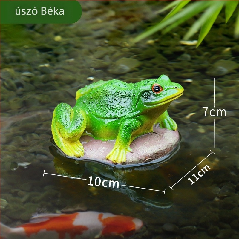 Műgyanta lebegő víz dekoráció lótuszlevél és béka motívummal, kerthez, tavakhoz és erkélyhez (Márka: Green Paper; Anyag: Gyanta; Stílus: Pastoral; Kivitelezés: Gravírozás)