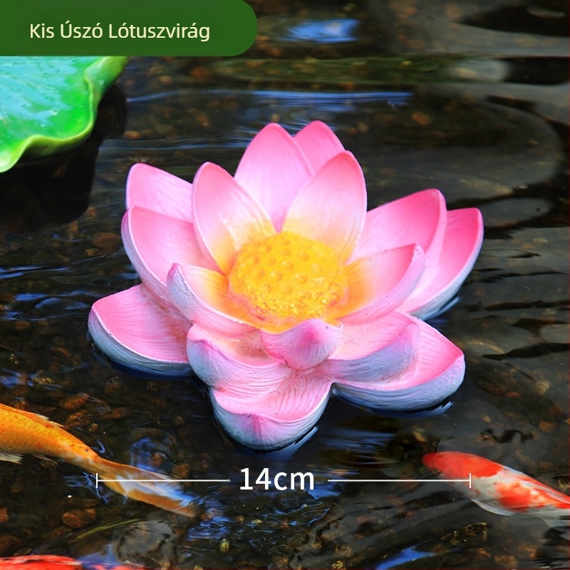 Műgyanta lebegő víz dekoráció lótuszlevél és béka motívummal, kerthez, tavakhoz és erkélyhez (Márka: Green Paper; Anyag: Gyanta; Stílus: Pastoral; Kivitelezés: Gravírozás)