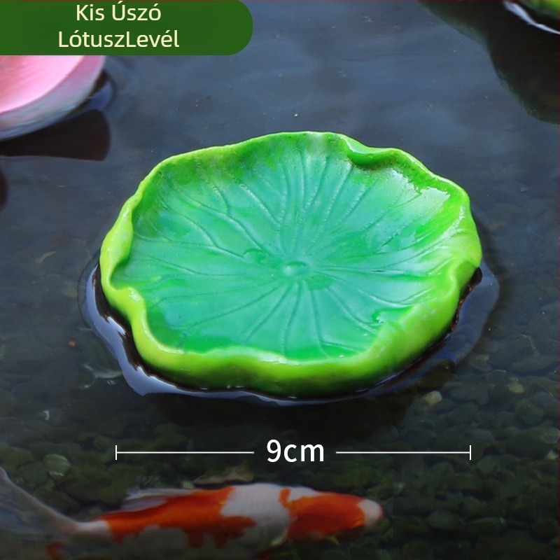 Műgyanta lebegő víz dekoráció lótuszlevél és béka motívummal, kerthez, tavakhoz és erkélyhez (Márka: Green Paper; Anyag: Gyanta; Stílus: Pastoral; Kivitelezés: Gravírozás)