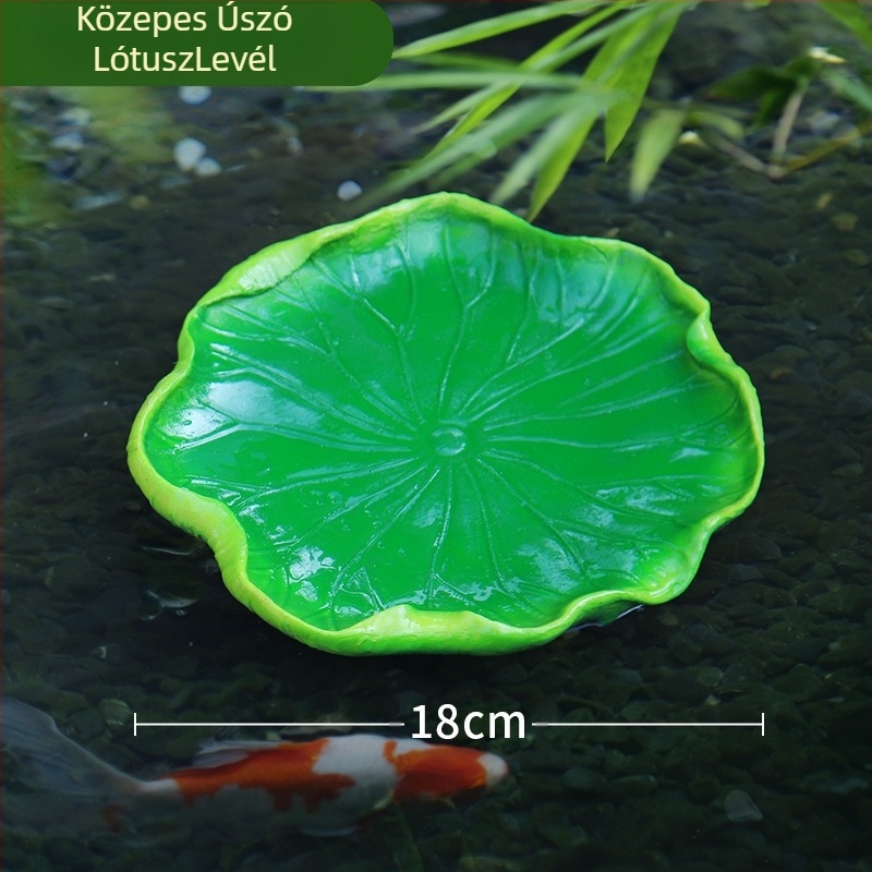 Műgyanta lebegő víz dekoráció lótuszlevél és béka motívummal, kerthez, tavakhoz és erkélyhez (Márka: Green Paper; Anyag: Gyanta; Stílus: Pastoral; Kivitelezés: Gravírozás)