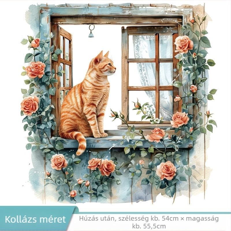 PVC falmatrica - vízálló, mintázat virágok és aranyos állatok nappali, fürdőszoba, bejárat