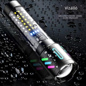 Lézeres zseblámpa hosszú hatótávolsággal, beépített 1800 mAh akkumulátor, 10 W, alumínium ötvözet test, hatótávolság több mint 500 m