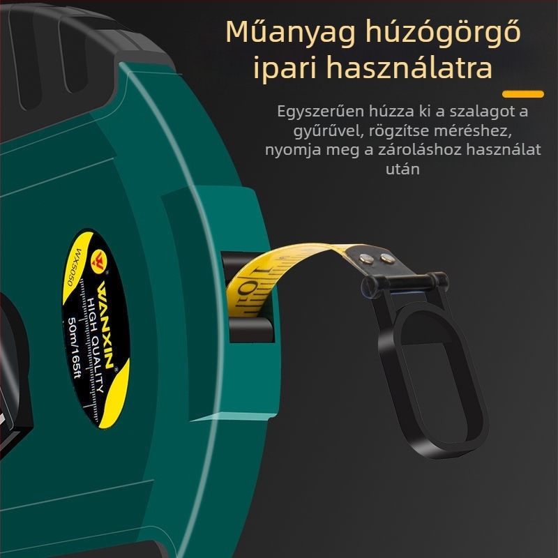 Szálas mérőszalag, gumírozott tokos ház, ipari kategória, 10/20/30/50 m