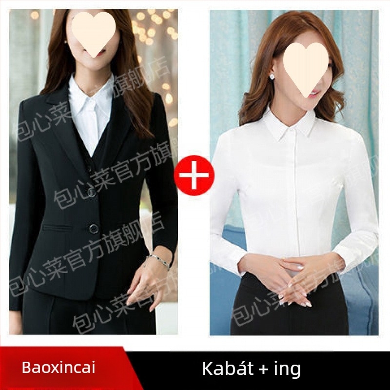 Női szűk szabású poliészter kosztüm szett zakóval és hosszú ujjakkal — ősz 2023