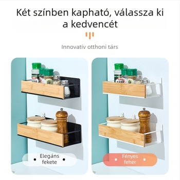 Fali mágneses fűszertartó polc oldalsó rögzítéssel, fúrás nélkül, téglalap alakú konyhai tároló