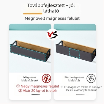 Fali mágneses fűszertartó polc oldalsó rögzítéssel, fúrás nélkül, téglalap alakú konyhai tároló