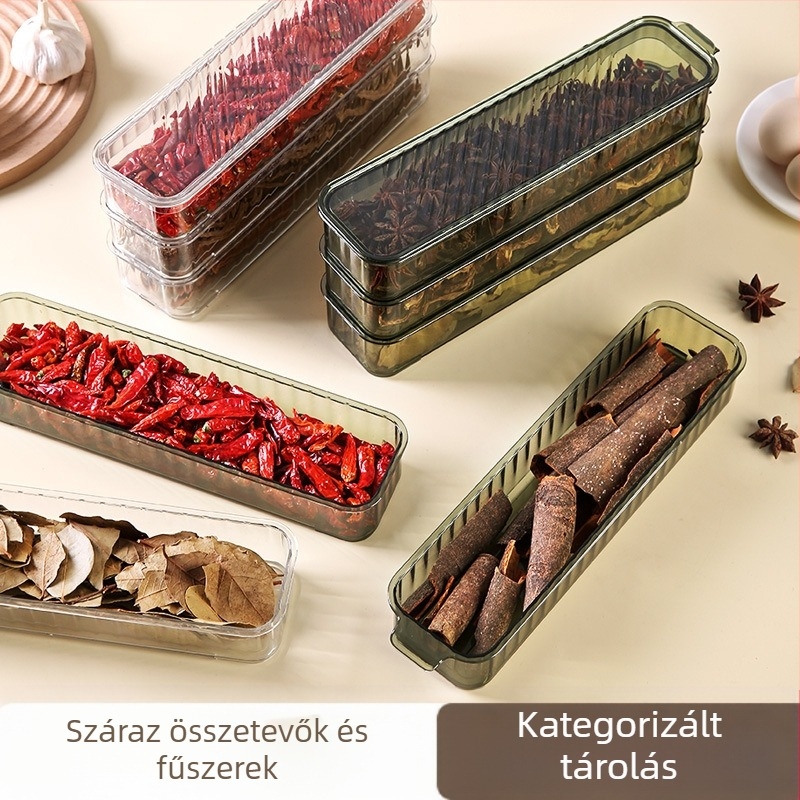 Nudli tároló doboz, négyszögletes alakú PET, Gold movement, Zhejiang eredetű
