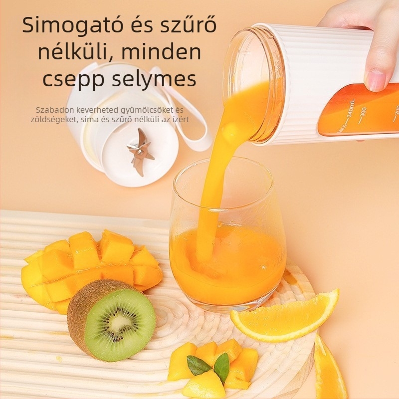 Hordozható, feltölthető gyümölcscentrifuga digitális kijelzővel, 18000 rpm, 50 W, 400 ml kapacitás