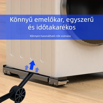 Vasból készült mosógép és hűtő alátámasztó alap, mozgatható görgőkkel, állítható