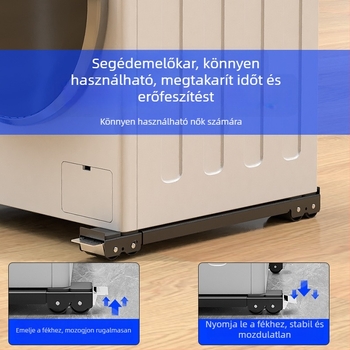 Vasból készült mosógép és hűtő alátámasztó alap, mozgatható görgőkkel, állítható
