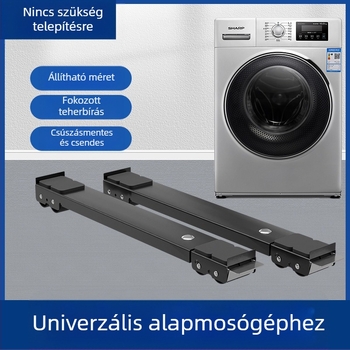 Vasból készült mosógép és hűtő alátámasztó alap, mozgatható görgőkkel, állítható