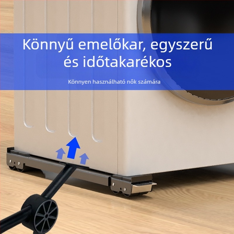 Vasból készült mosógép és hűtő alátámasztó alap, mozgatható görgőkkel, állítható